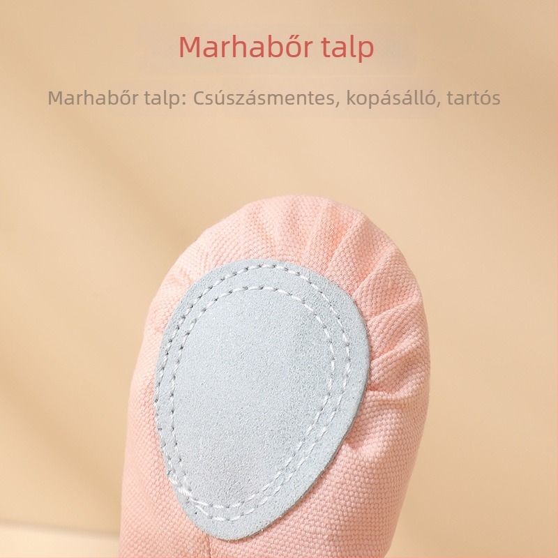 Kötőfűző nélküli gyerek-balettcipő, puha talppal, bőrszínű, macska tappancs dizájnnal edzésre és vizsgákra