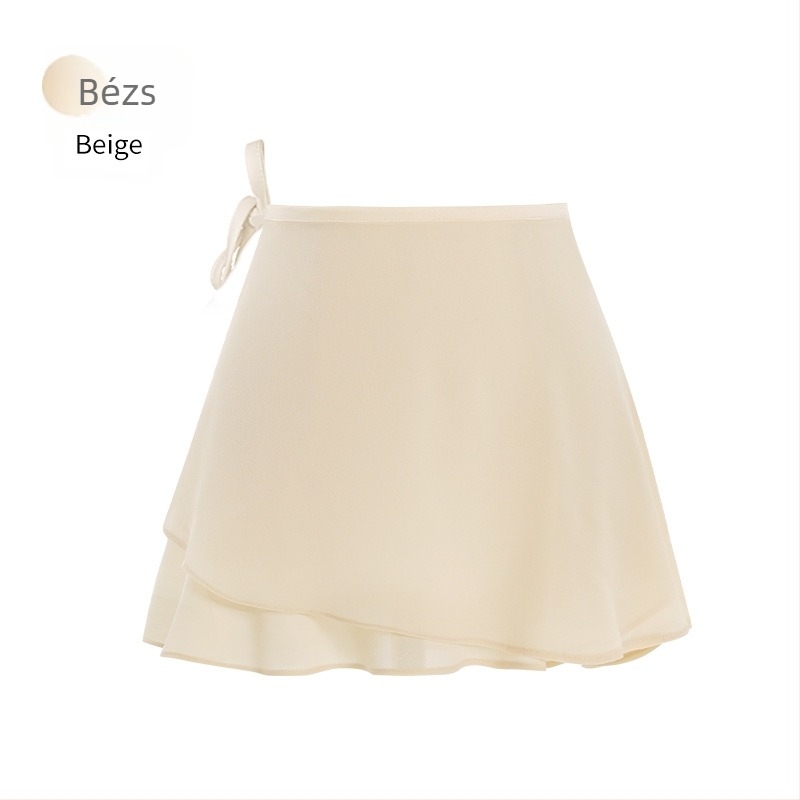 Felnőtt balett chiffon szoknya gyakorláshoz, női rövid szoknya kötővel