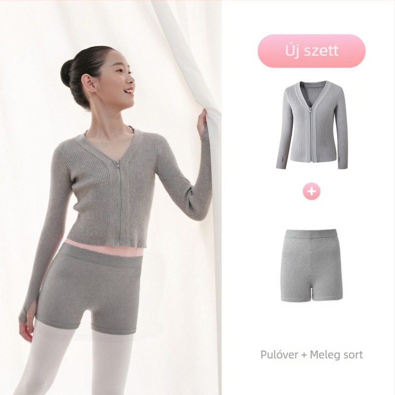 Gyerekeknek téli baletdzseki, cipzárral – Dancing kubi, puha kezelés, magas rugalmú core-spun fonal, viszkóz 50%, gallér nélkül, 3–8 éveseknek