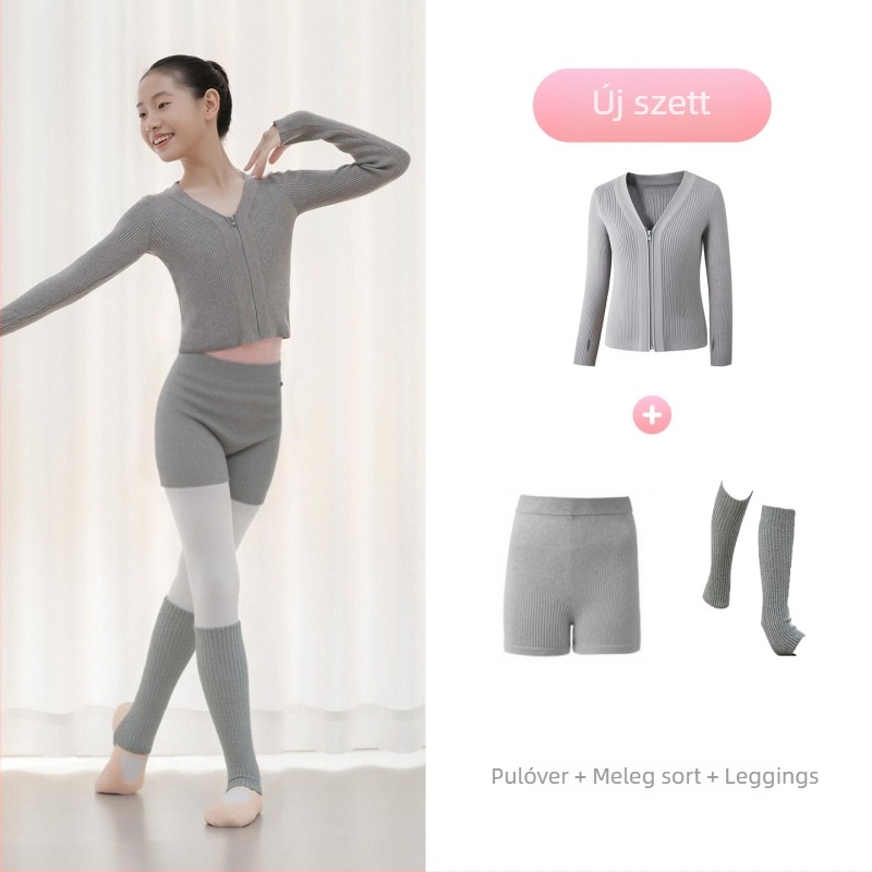 Gyerekeknek téli baletdzseki, cipzárral – Dancing kubi, puha kezelés, magas rugalmú core-spun fonal, viszkóz 50%, gallér nélkül, 3–8 éveseknek