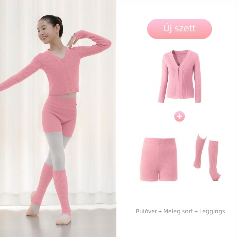 Gyerekeknek téli baletdzseki, cipzárral – Dancing kubi, puha kezelés, magas rugalmú core-spun fonal, viszkóz 50%, gallér nélkül, 3–8 éveseknek