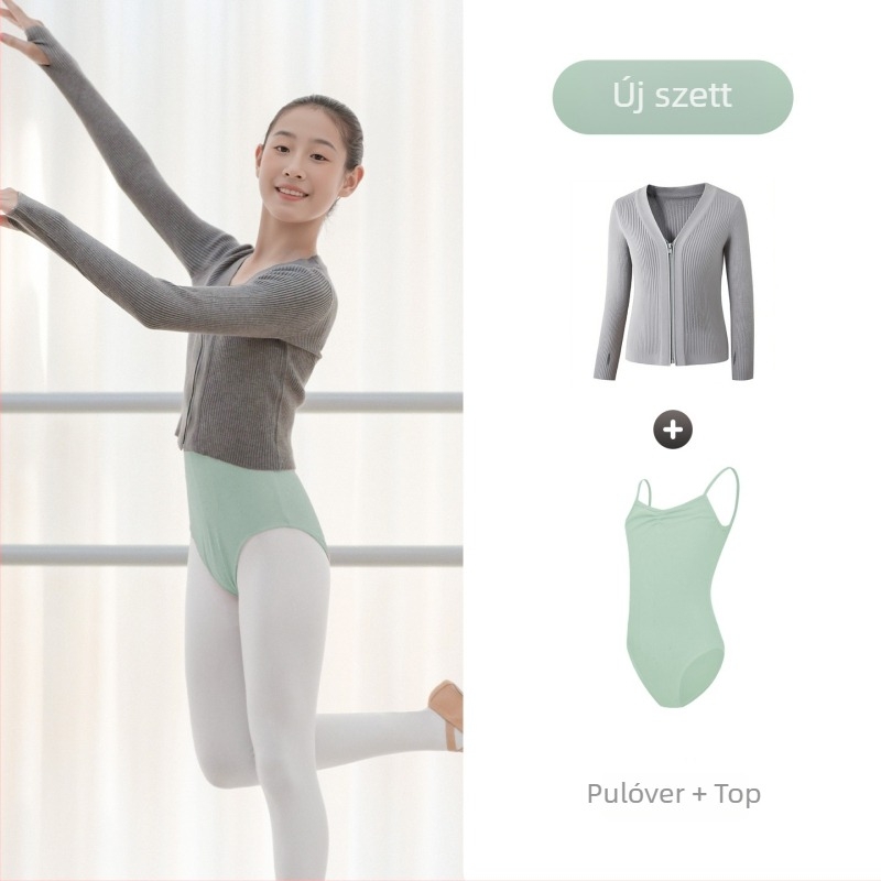 Gyerekeknek téli baletdzseki, cipzárral – Dancing kubi, puha kezelés, magas rugalmú core-spun fonal, viszkóz 50%, gallér nélkül, 3–8 éveseknek