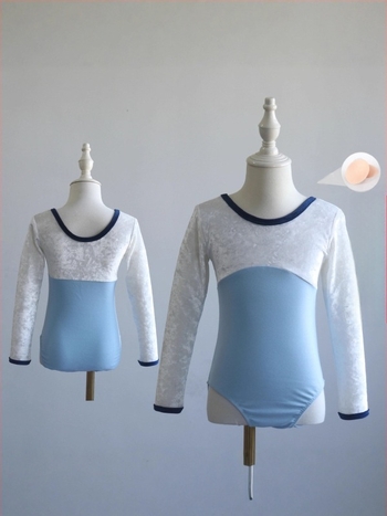 Gyerekek táncos body velúr panellel – hosszú ujjú, 95% pamut, puha feldolgozás, őszi előadásokhoz