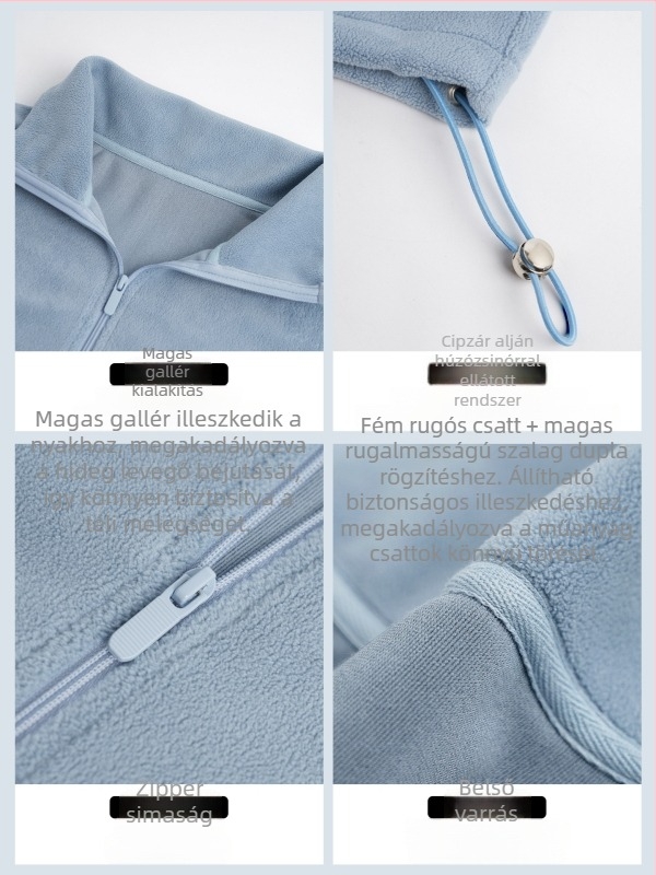 Női táncos felső cipzárral és álló gallérral, fleece belsés, téli balett felső; anyag: poliészter, bélés: spandex, töltet: poliészter rost