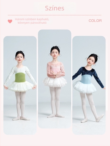 Gyerekeknek készült őszi–téli velúr organza tutu balett és kínai tánc gyakorlásához