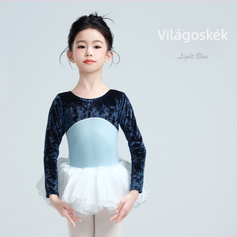 Gyerekeknek készült őszi–téli velúr organza tutu balett és kínai tánc gyakorlásához