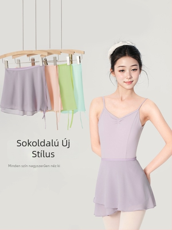 Női balett szoknya, egyrészes húzózsinóros tánc szoknya, chiffon, poliészter anyag, 100% poliészter bélés, modern tánc