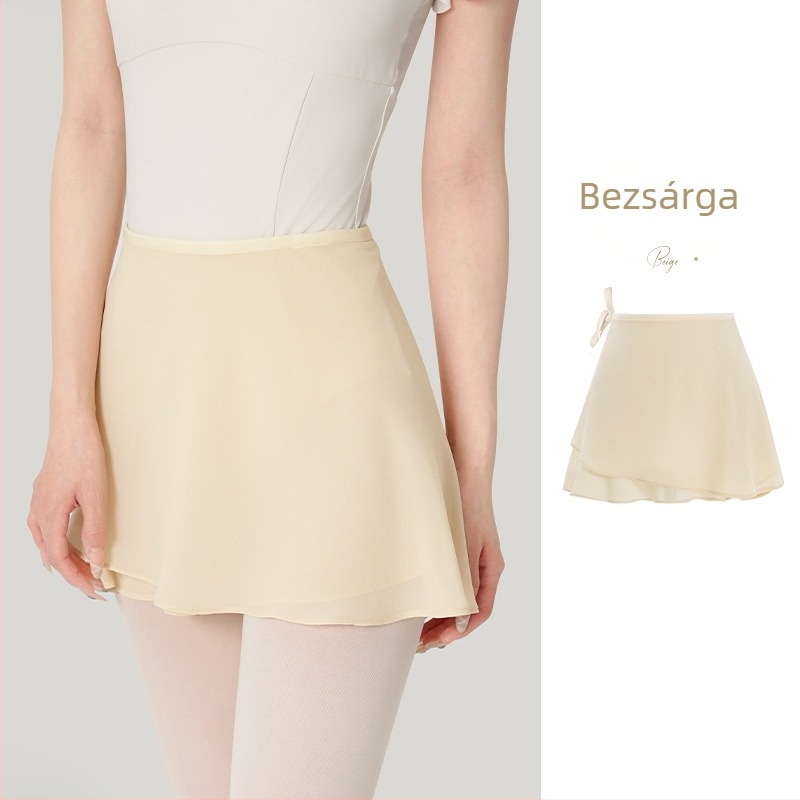 Női balett szoknya, egyrészes húzózsinóros tánc szoknya, chiffon, poliészter anyag, 100% poliészter bélés, modern tánc