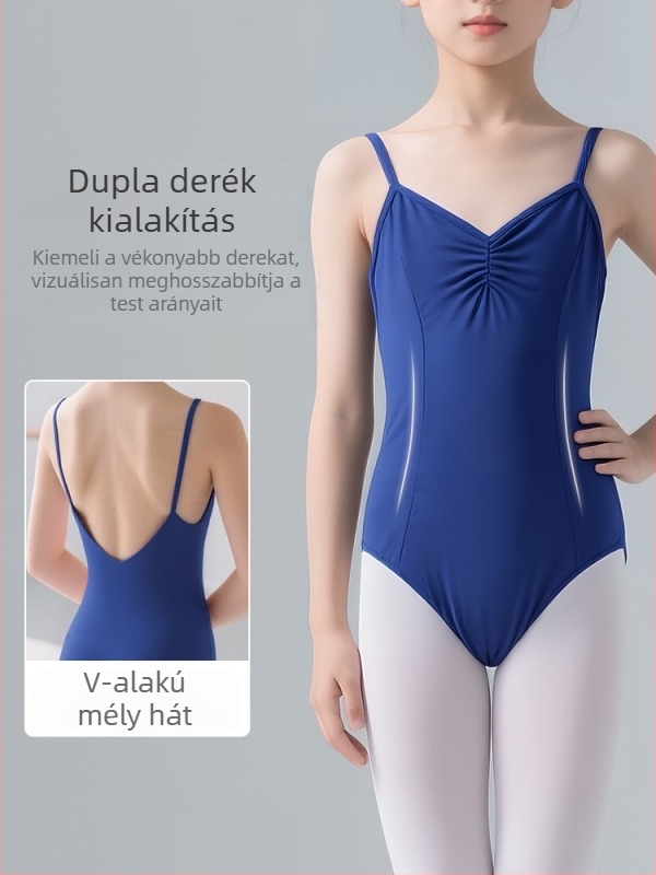 Gyermekek részére készült balett-edzőruha nylon derékszíjjal és vállpántokkal, professzionális vizsgás táncöltözet