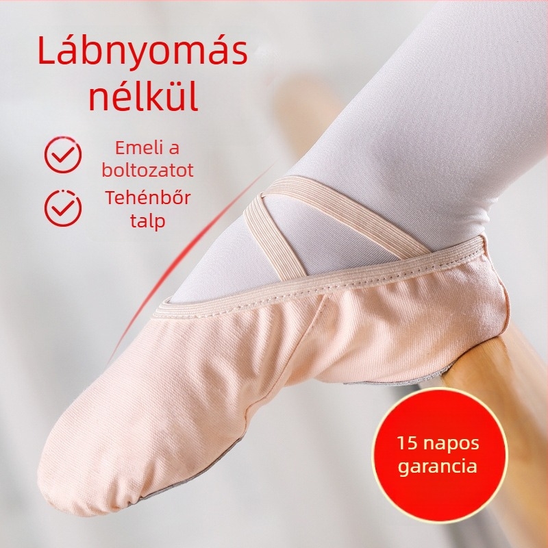 Gyermekek tánccipő – Vászon felsőrész, Tehénbőr talp, Légáteresztő, Könnyű, Balet és modern tánchoz
