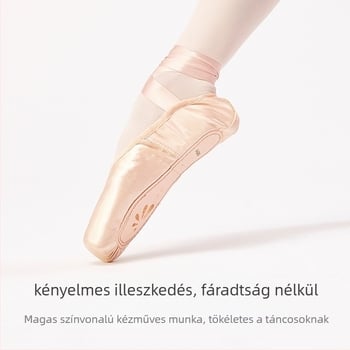 Lányoknak való balettcipő — könnyű, kopásálló, izzadság-elnyelő; domborított karton talp; baletthez tervezve.