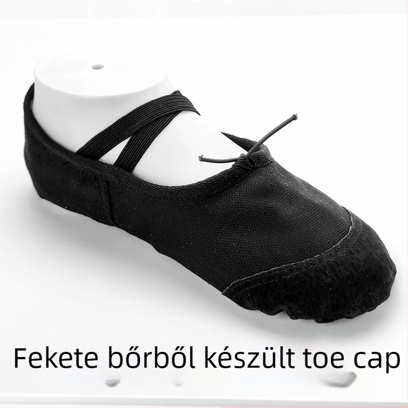 Gyerekeknek szánt balett tánccipő, uniszex, felsőrész: vászon és gyapot, talp: tehénbőr velúr, légző, könnyű