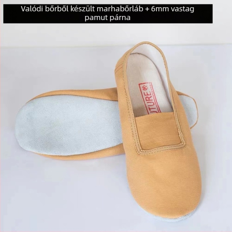 Táncos cipő balethez és modern tánchoz, uniszex; felső rész vászon és pamut, talp PU; légies, gyorsan száradó, könnyű, kopásálló.