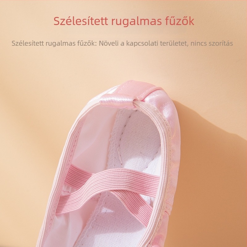 Fűző nélküli gyerek balettcipő hímzett koronával, macska tappancs formájú balettcipő masnival lányoknak