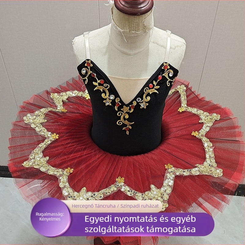 Lányoknak szóló balett-versenyruha tüll szoknyával és vállpántokkal, 80% spandex anyag, 3–8 éveseknek, nyár