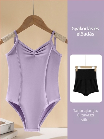 Lányok balett body hátul V-nyakú pántokkal | Nylon 85% anyag | 3–8 éveseknek