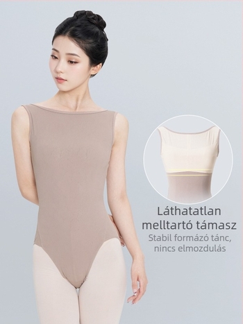 Női modern tánc gyakorlóruha jacquard mintás mellényes, egyrészes balett–gimnasztika ruha