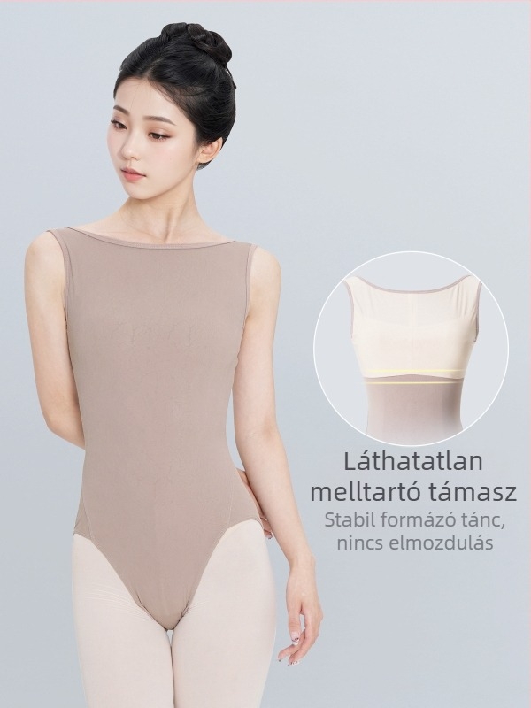 Női modern tánc gyakorlóruha jacquard mintás mellényes, egyrészes balett–gimnasztika ruha