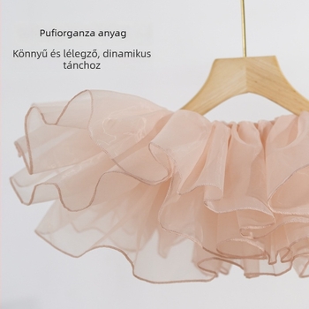 Lányoknak szóló organza balett tütü szoknya, 100% poliészter, lágyított anyag, All-Match stílus, táncruha