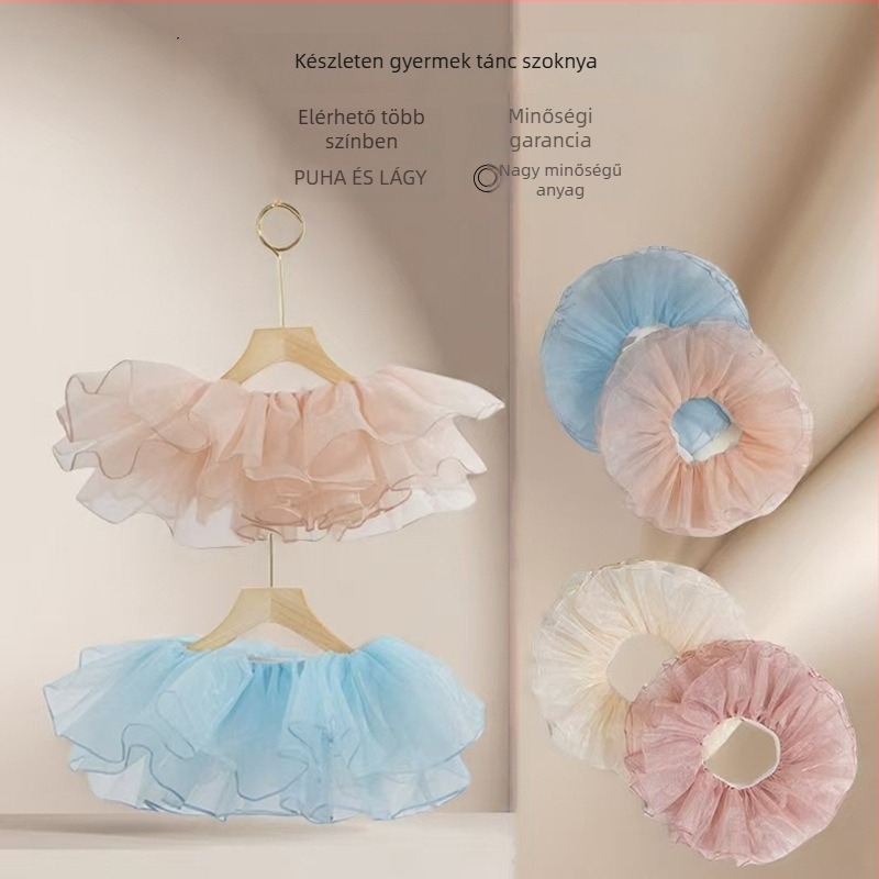 Lányoknak szóló organza balett tütü szoknya, 100% poliészter, lágyított anyag, All-Match stílus, táncruha