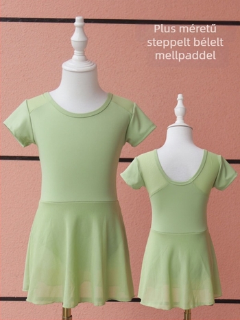Gyerekeknek szóló táncruha: egyrészes balett és kínai tánc ruházat, nylon 75% –os anyag, rövid ujjú, béléssel, 8+ éveseknek (140 cm+), nyári viselet