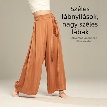 Női modern tánc nadrág edzéshez - chiffon anyagú, 100% poliészter, széles szárú, színpadra és néptáncra alkalmas