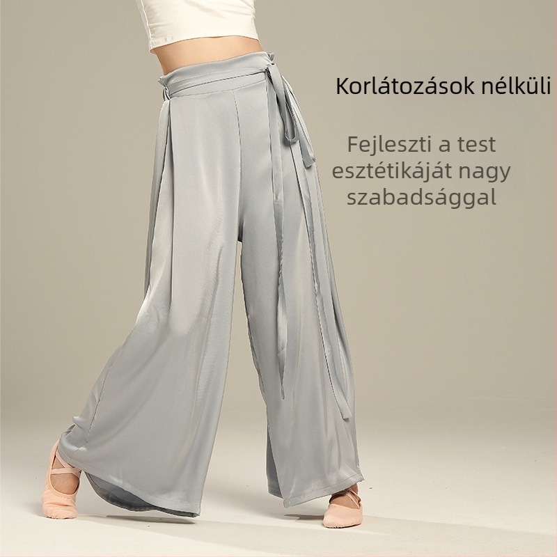 Női modern tánc nadrág edzéshez - chiffon anyagú, 100% poliészter, széles szárú, színpadra és néptáncra alkalmas
