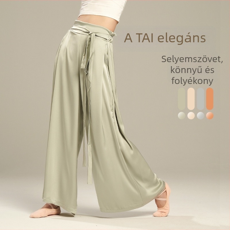 Női modern tánc nadrág edzéshez - chiffon anyagú, 100% poliészter, széles szárú, színpadra és néptáncra alkalmas
