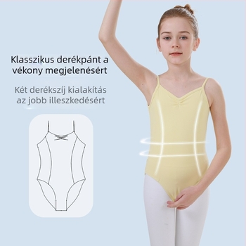 Gyermek balett gyakorló body pántokkal - nylon 94%, puha felület, 3–8 éveseknek, nyár 2025, AQL 2.5