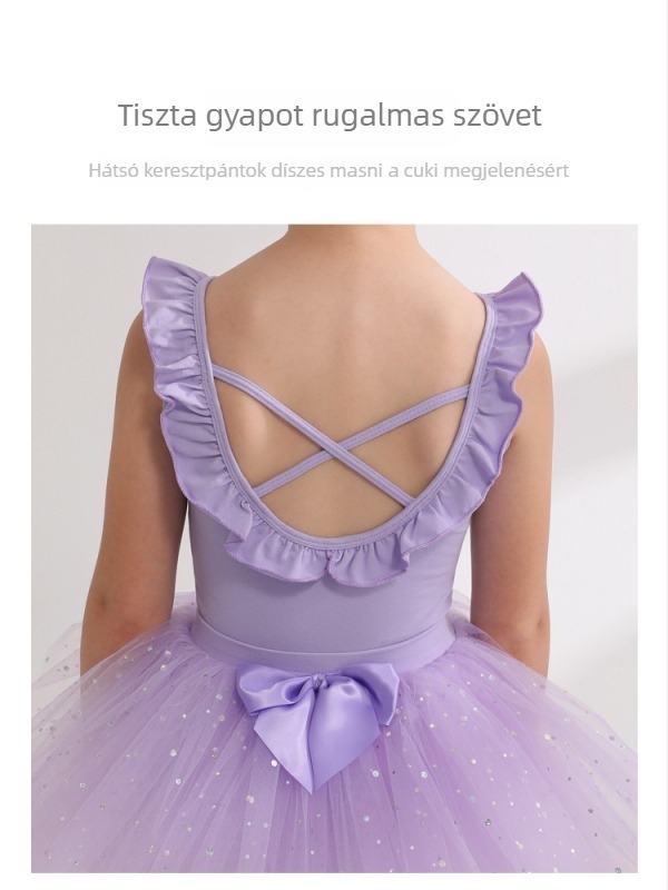 Gyerekek balett ruhája, 95% pamut, nyár, 3–8 éves lányoknak, koreai stílusú táncruha
