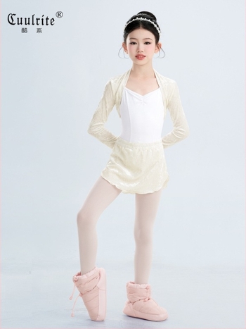 Gyerek balett gyakorló dzseki, hosszú ujjú, 94% poliészter puha kezeléssel, tél, 3–8 éves lányok