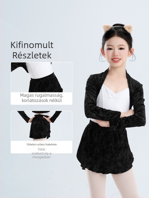 Gyerek balett gyakorló dzseki, hosszú ujjú, 94% poliészter puha kezeléssel, tél, 3–8 éves lányok