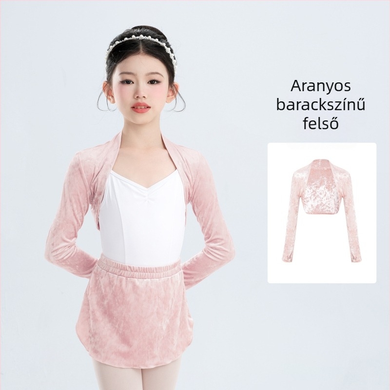 Gyerek balett gyakorló dzseki, hosszú ujjú, 94% poliészter puha kezeléssel, tél, 3–8 éves lányok