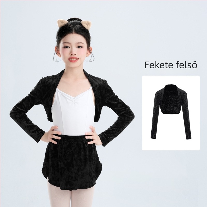 Gyerek balett gyakorló dzseki, hosszú ujjú, 94% poliészter puha kezeléssel, tél, 3–8 éves lányok