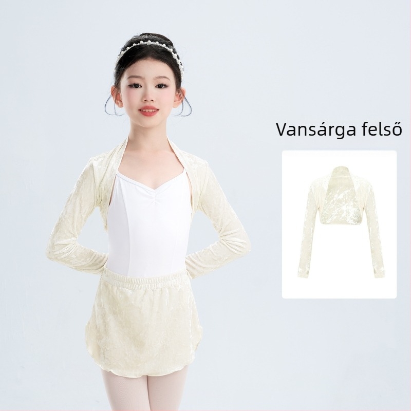 Gyerek balett gyakorló dzseki, hosszú ujjú, 94% poliészter puha kezeléssel, tél, 3–8 éves lányok