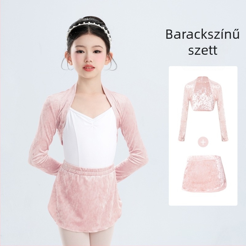 Gyerek balett gyakorló dzseki, hosszú ujjú, 94% poliészter puha kezeléssel, tél, 3–8 éves lányok