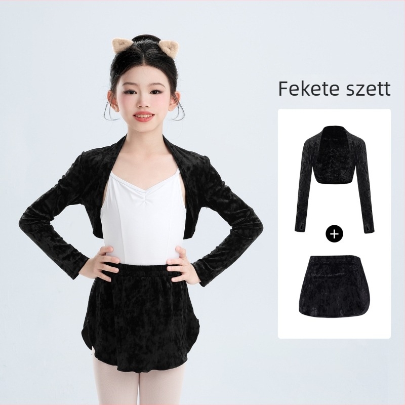 Gyerek balett gyakorló dzseki, hosszú ujjú, 94% poliészter puha kezeléssel, tél, 3–8 éves lányok