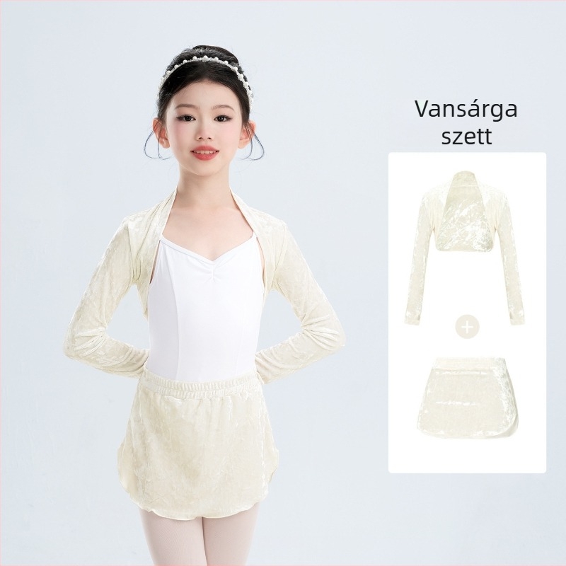 Gyerek balett gyakorló dzseki, hosszú ujjú, 94% poliészter puha kezeléssel, tél, 3–8 éves lányok