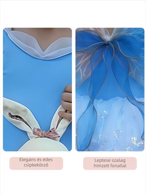 Gyerekeknek szóló balett- és gimnasztika ruházat: felső hosszú ujjú és szoknya, hátán pillangó mintával; nejlon anyag, puha felületkezelés, enzimes mosás; 3–8 évesek