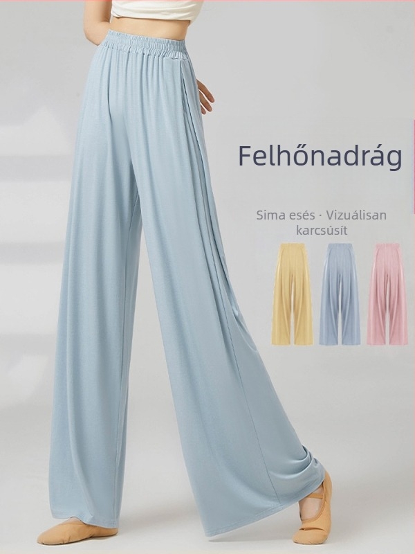Női laza, széles szárú táncnadrág modern és néptáncra, plusz méret, viszkóz-spandex anyag