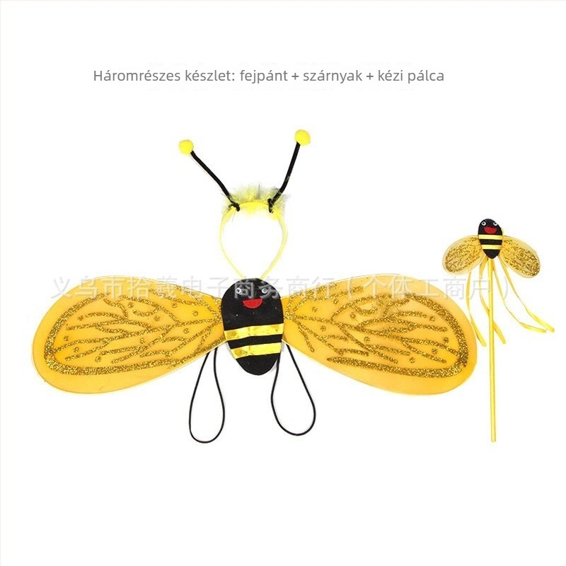 Gyermekek táncjelmez: katica szárnyak, rovar témájú ruházat és tündérpálca; 3–8 éveseknek; Modal anyag hálós szövésű, puha kezeléssel; IP engedély