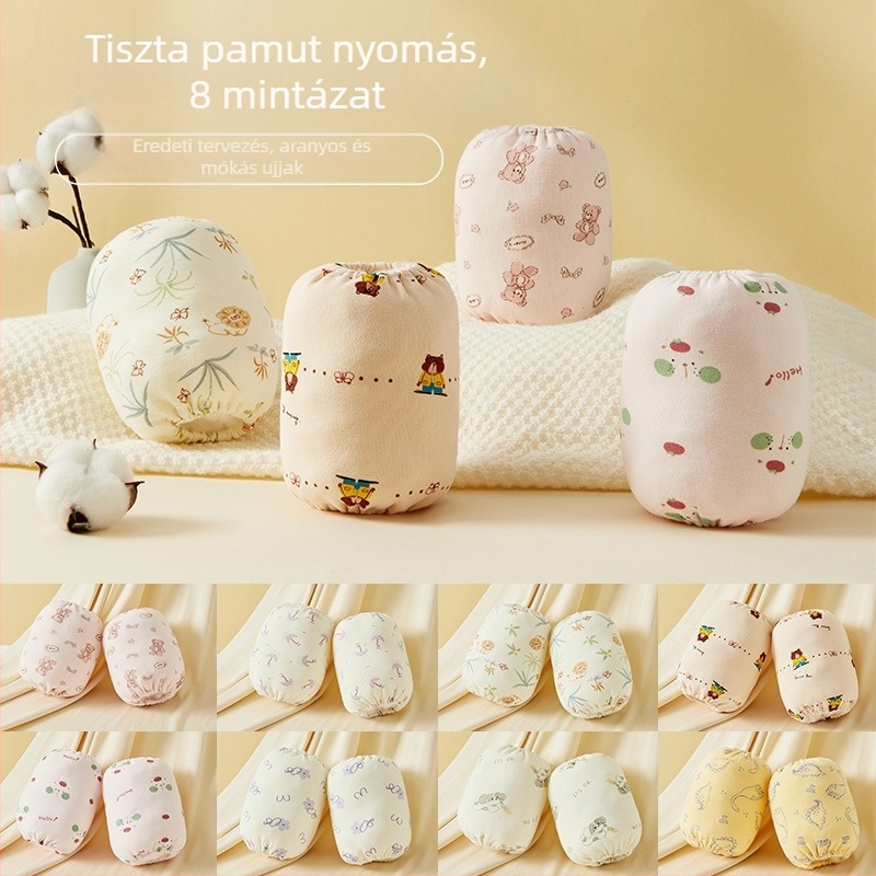 Gyerekeknek készült ujjvédők, 100% pamutból, szennyeződés elleni védelemmel, őszi-téli szezonra, rajzfilm mintával, korosztály 1–3 és 3–8