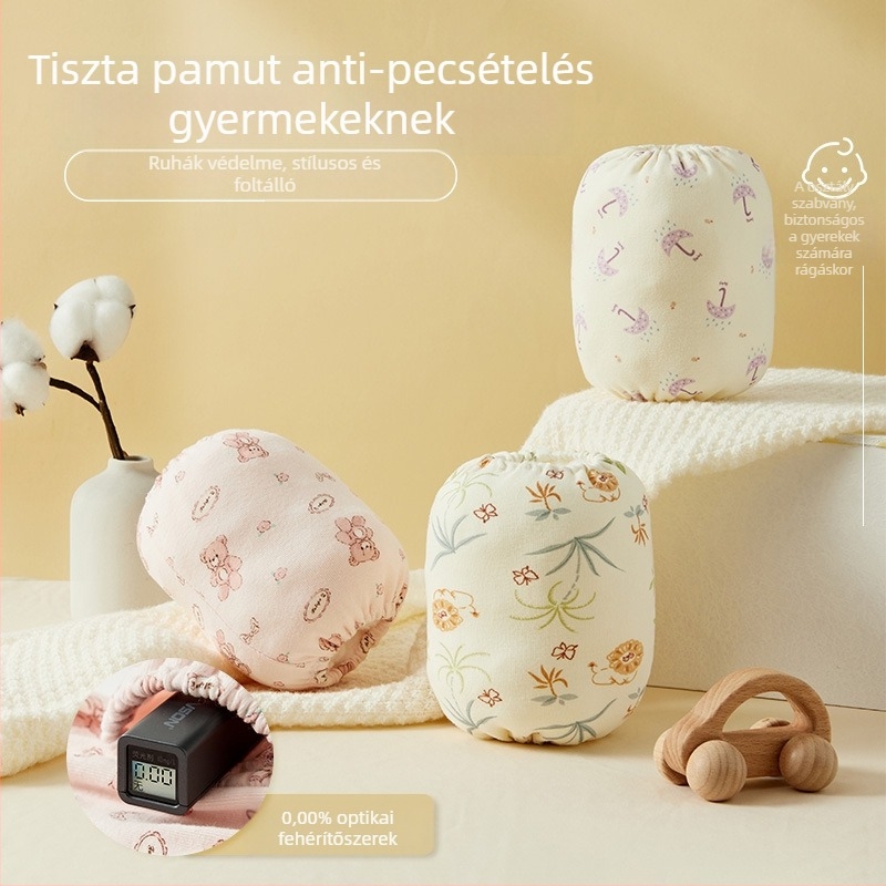 Gyerekeknek készült ujjvédők, 100% pamutból, szennyeződés elleni védelemmel, őszi-téli szezonra, rajzfilm mintával, korosztály 1–3 és 3–8