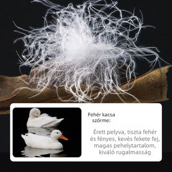 Női téli pehelydzseki, fehér kacsapuhával töltve, poliészter anyag, kapucnival, szabad szabás, tél 2024
