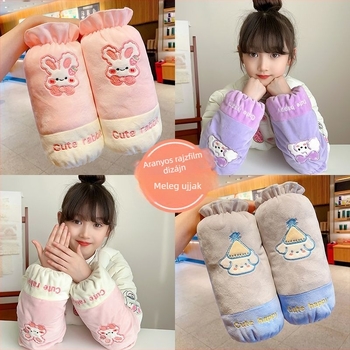 Gyerekeknek szóló karvédők pehelykabátra – rajzfilmszín, anti-szennyeződés, domborított szövet, 3–13 év közötti gyerekeknek, tél–tavasz–ősz