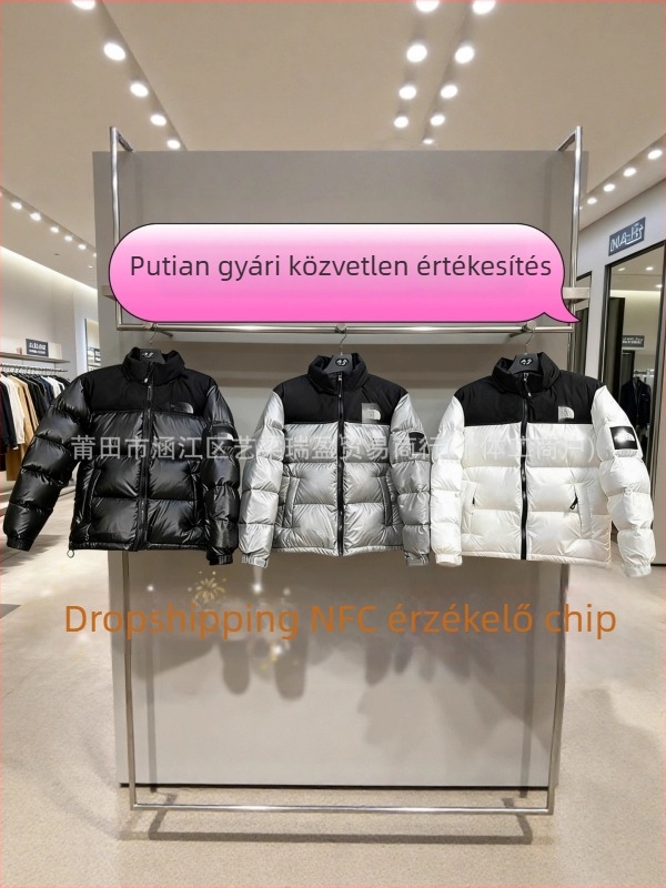 Hosszú kockás pehelykabát fehér kacsapelyhes töltettel, 81–85% töltet, vast spandex anyag, fél magas gallér, cipzár, hosszú ujjak, uniszex, téli 2025