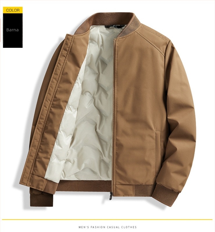 Férfi téli pehelykabát fehér kacsapúppal, tolltartalom 46-50%, töltet 550, hideg elleni védelem (-20°C-tól -5°C-ig), fő anyag és bélés 100% poliészter