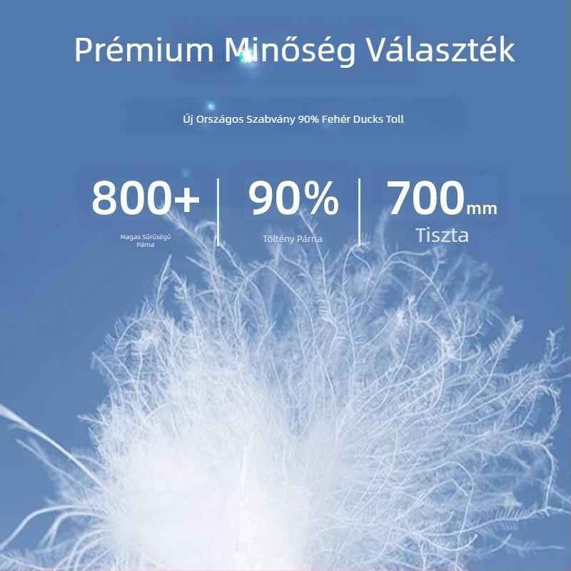 Kapucnis pehelykabát — 86–90% pehelyköltés, külső anyag nylon, bélés poliészter, álló gallér, cipzár