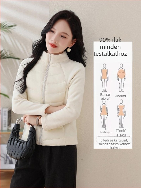 Női tollkabát, karcsú szabás, ultra rövid hossz, cipzáras zárás, chenille anyag spandex-szel