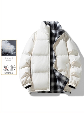 Férfi visszafordítható pehelykabát, amerikai stílus, téli vastag meleg, 86–90% kacsa tolltartalom, közepes hosszúság